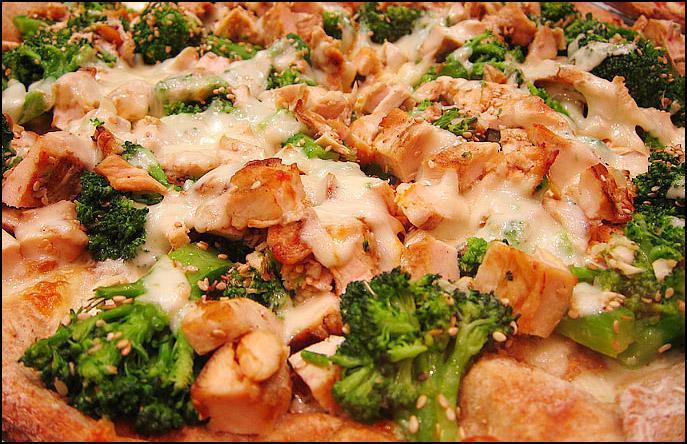 Grilled Chicken and Broccoli Whole Wheat Pizza · 