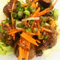 Thai Meat Ball · Fried beef balls with spicy thai chili sauce.