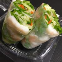 Summer Shrimp Roll · Fresh vegetable rolls and 3 shrimps wrapped in a soft rice paper served with hoisin and crus...
