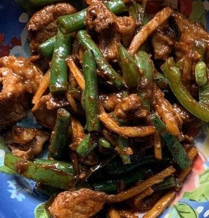 Pad Ped (Spicy Bamboo) · Bell pepper, string bean and bamboo.