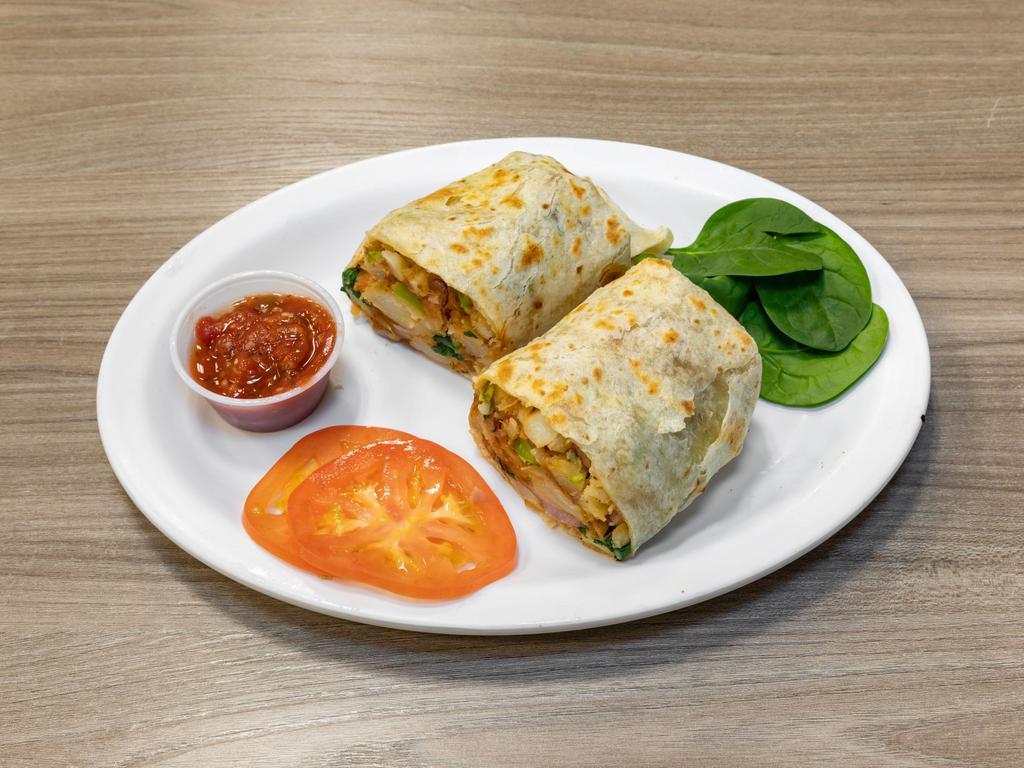 Big Breakfast Burrito · 2 eggs, cheese and choice of meat. Add potatoes for an additional charge.
