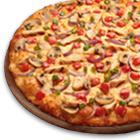 Large BBQ Chicken Pizza · Chicken, bacon, cheddar, tomatoes, red & green onions, on BBQ Ranch sauce topped with sweet & tangy BBQ sauce. 12 slices.