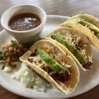 Street Taco Dinner · Alamo Cafe favorite. Beef fajita meat, tossed in chipotle sauce and pico de gallo. Served in...