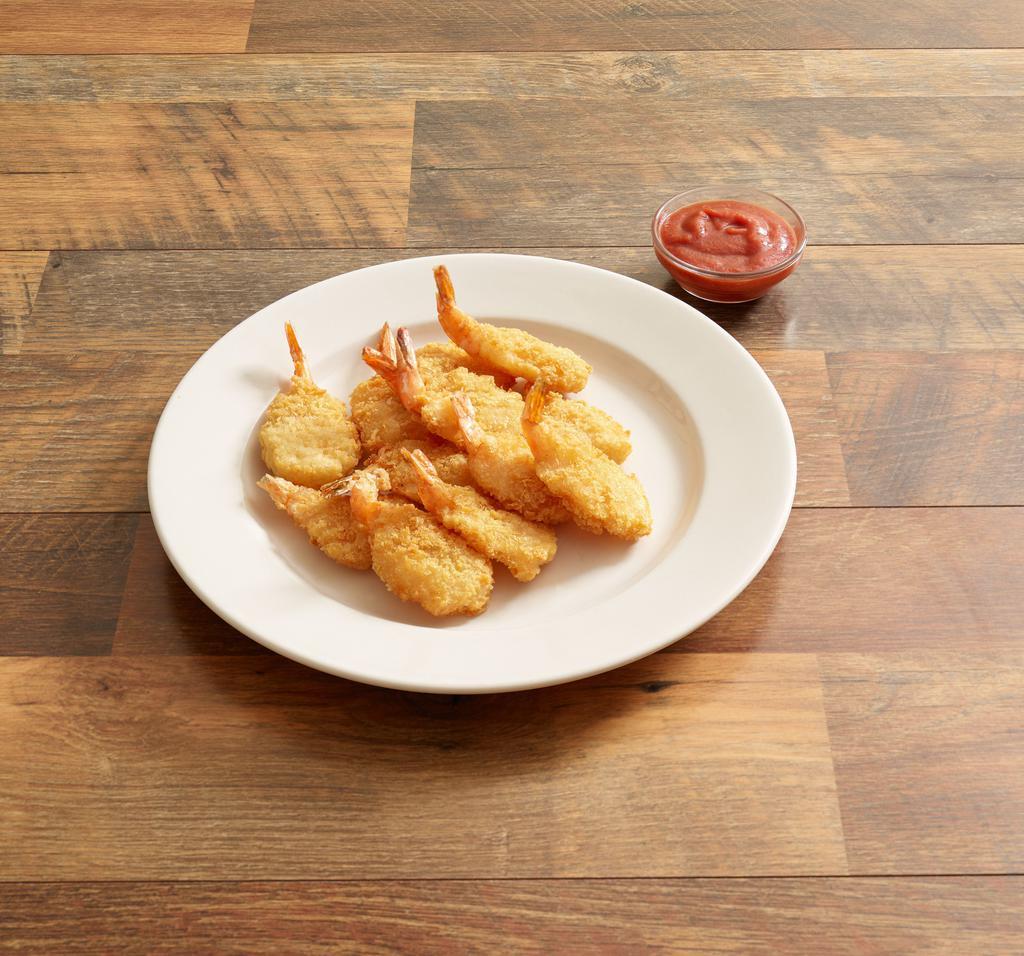 12 Piece Fried Shrimp · Deep fried fantail breaded shrimp; dip them
in our spicy cocktail sauce.