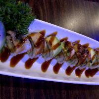 2. Dragon Roll · Shrimp tempura, avocado topped with BBQ eel, eel sauce and spicy mayo.