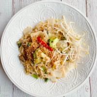 Pad Thai  · Rice noodle stir fried with egg, turnips, bean sprouts, and ground peanuts.  Most popular di...