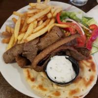 Gyro Plate · Includes fries and salad.