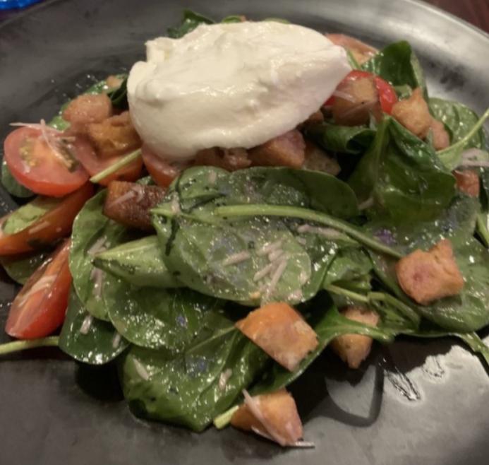 Wedge Salad · Chopped romaine, pickled red onion, bacon, cherry tomato, Gorgonzola cheese, citrus dressing. Add protein for an additional charge.