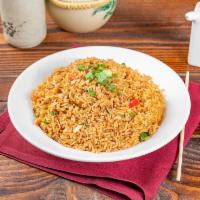Egg Fried Rice · Red bell pepper, scallion and onion.