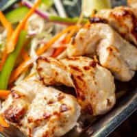 Chicken Malai Kabab · Grilled cubes of chicken in a mildly spiced creamy marinade, infused with green cardamom and...