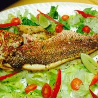 Red Snapper · Whole grilled red snapper.
