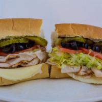 Friday Turkey Sub Club Combo · 7 inch Turkey, swiss, bacon, lettuce, tomato, mayo
Includes Drink and Chips