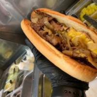 Joe Pesci Philly · Roast Beef, American cheese and grilled onions.