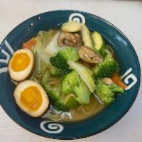 Vegetable Ramen · Vegetables, mushroom, homemade straight noodles with soup, green onion.