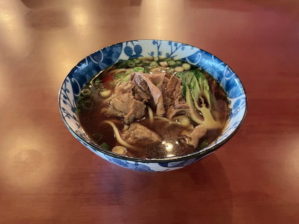 Szechuan Beef Noodle Soup · beef broth, beef sirloin, green onion, bok choy