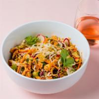 Thai Noodle Salad · G-chicken, rice noodles, napa cabbage, radicchio, cucumber, cilantro, radish, carrots, fresn...