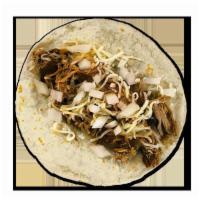 Ghost Pork  · Ghost chili braised shredded pork, green, chilies, diced onion, asadero cheese. Different pr...