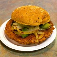 Vegetarian Burger · Served on a multigrain roll 