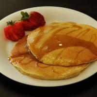 Pancake Platter · 2 eggs any style, 2 large homemade pancakes, AND choice of bacon, sausage or turkey sausage.