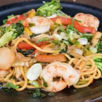 Stir Fry · Noodle, bok choi, peppers, cabbage, sprouts, scallions, sprouts, broccoli, ginger, Hoison sa...