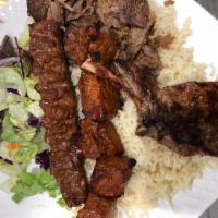 lamb Mixed Grill · A rich combination platter of shish kebab, Adana kebab, gyro and lamb chops grilled to taste.