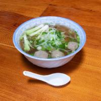 Pho (Rare Steak, Brisket & Meatballs) Beef Noodles Soup · 