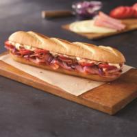 Ham and Cheese Sub · Ham, provolone cheese, tomatoes, red onions, and sub dressing.