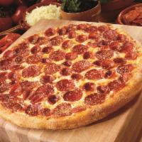 Pepperoni Magnifico Pizza · Classic pepperoni, old world pepperoni, signature sauce and 3 cheese blend. Served with Rome...