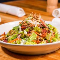 WCG Bacon Bleu Cheese Salad · Mixed greens, Maytag bleu cheese, smoked bacon, shaved red onion and candied walnuts in WCG ...