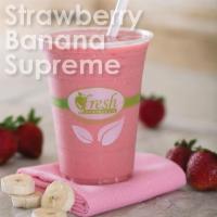 Strawberry Banana Supreme - Small (16 oz) · Apple juice, agave , strawberries, banana  240-343