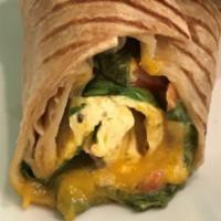 Breakfast Wrap - Full · egg, turkey bacon, cheddar cheese, spinach, tomato, in a whole wheat wrap