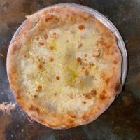 Pizza Quattro Formaggi · For our cheese lovers! A smooth combination of mozzarella Fior di Latte, Gorgonzola, Fontina...
