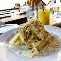 Insalata Bianca  · White salad with endive, baby artichokes, mushrooms, shaved fennel of hearts of palm and sha...
