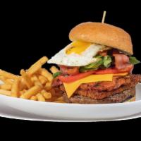 Bocas Burger · 16 oz. of beef, cilantro aioli, bacon, spinach, tomato, fried egg (over easy, medium or hard...