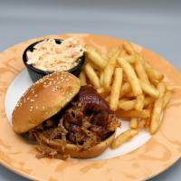 B.B.Q. Pork Sandwich · Our own slow cooked pulled pork, served on a sesame bun, with Kansas-style BBQ sauce and col...