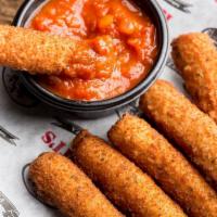 Mozzarella Sticks · Mozzarella cheese that has been coated and fried. Served with a side of marinara.