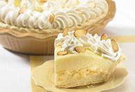 Banana Cream Pie · One of your favorites. Fresh ripe bananas, rich vanilla cream, fresh whipped cream or a fluffy meringue. Topped with sliced almonds.
