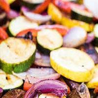 V7. Grilled Vegetable · 1 skewer of grilled vegetables, (zucchini, squash, bell pepper, sweet pepper, onion, tomatoes) marinated with Persian seasoning and lime juice. Gluten free.
