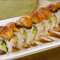 Dragon Roll · California roll wrapped with freshwater eel and eel sauce