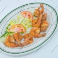 Camarones al Horno · Shrimp scampi with a side. 
