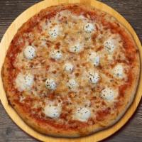 Quattro Formaggi Pizza · Signature marinara, shredded mozzarella, Asiago, Parmesan, ricotta and oregano.