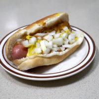 Coney Island Hot Dog · Served with chili, mustard and onions in a steamed bun.