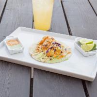 Shrimp Taco · Beer battered shrimp covered in our slaw and topped with our cilantro lime sauce or chipotle...