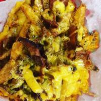 Bacon Cheddar Fries · Cooked in trans-fat-free oil.