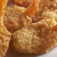 Fried Shrimp with potato fries · Served with potato fries.