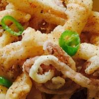 Salt and Pepper Squid · Hot and spicy. Hot and spicy. Served with jalapeno. No black pepper, only when request.