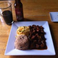 Spicy Jerk Pork · Pork steak is marinated in our blend of spicy Jamaican herbs and spices, then slowly grilled...