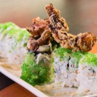 Spider Roll 8pcs · Deep Fried Soft Shell Crab, Cucumber, Carrot,
Sesame seeds, Mayo