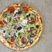 Special Pizza · Crispy pepperoni, thin sliced ham, sausage, ground beef, black olives, fresh mushrooms, onio...