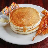 Golden Brown Pancakes with Bacon · 